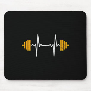 Barbell Weightlifting Heartbeat Shirt - Bodybuildi Mouse Pad