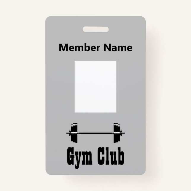 Barbell workout gym silhouette ID badge (Front)