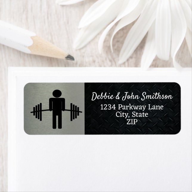 Barbell Workout Gym Trainer Return Address Label (Insitu)