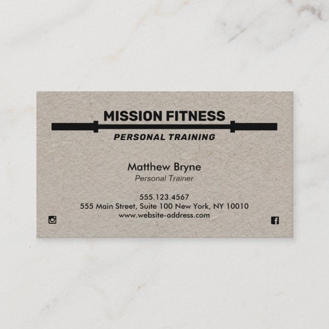Barbells Weight Training Personal Trainer Kraft Business Card (Front)
