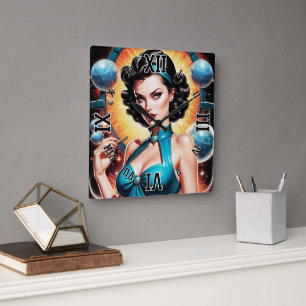 Barbenheimer Retro Fusion Atomic Age Fashion Square Wall Clock