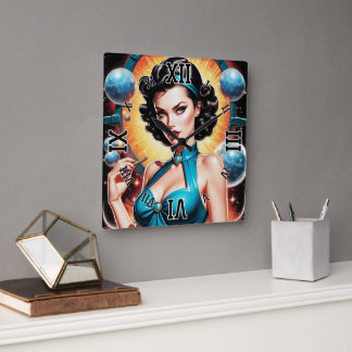 Barbenheimer Retro Fusion Atomic Age Fashion Square Wall Clock