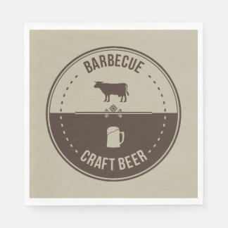 Barbeque and Beer, BBQ Emblem Badge  Napkin