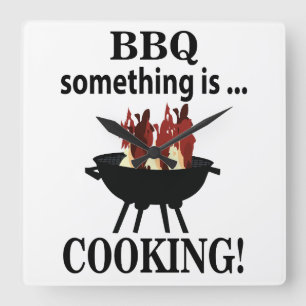 Barbeque Cook Chef Funny BBQ Square Wall Clock