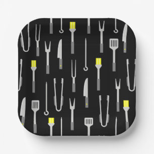 barbeque equipment summer bbq chef black paper plate
