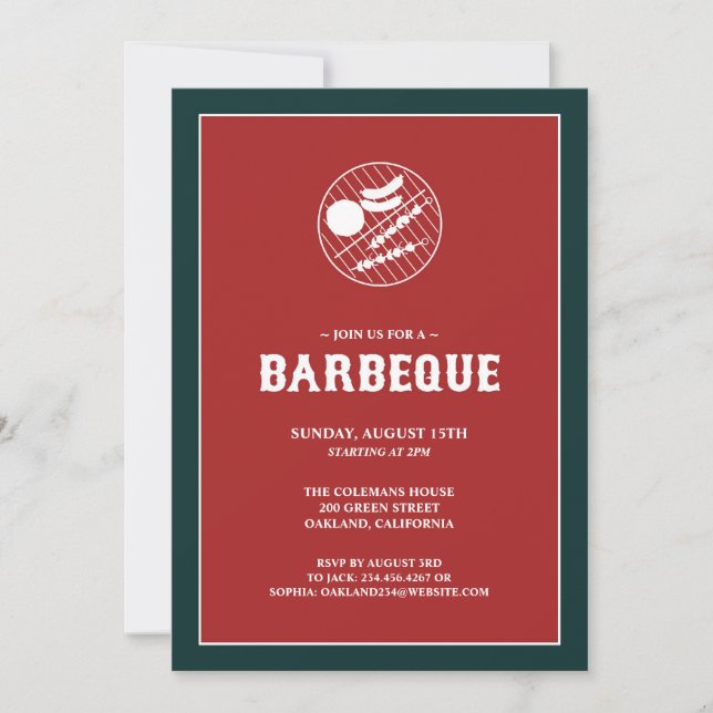 Barbeque Grill Flat Invitation Card (Front)