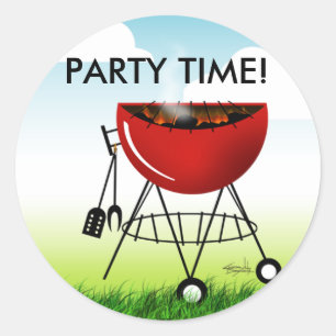 Barbeque Grill Party Time Sticker