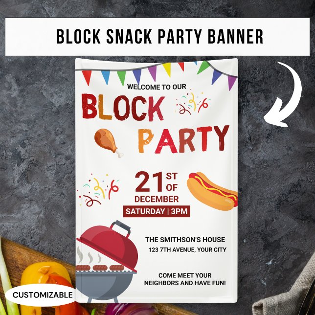 Barbeque Snack Picnic Fun Neighbour Block Party Banner (Creator Uploaded)