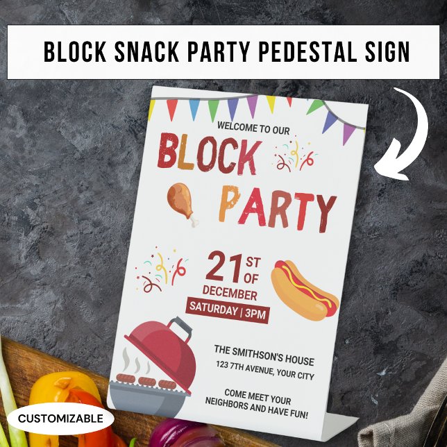 Barbeque Snack Picnic Fun Neighbour Block Party Pedestal Sign (Creator Uploaded)