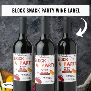 Barbeque Snack Picnic Fun Neighbour Block Party Wine Label