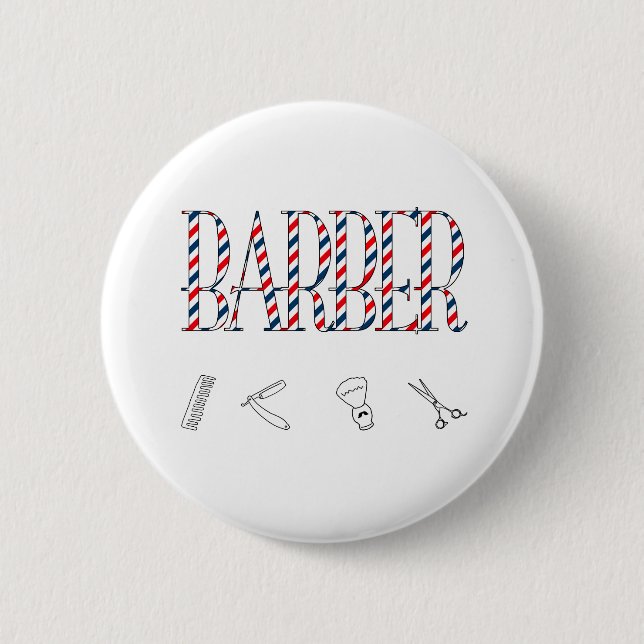Barber 6 Cm Round Badge (Front)