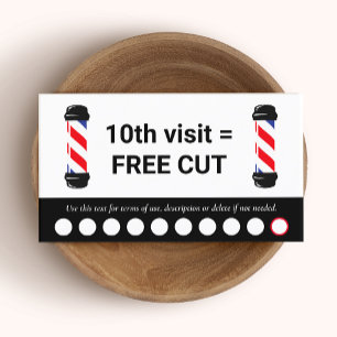 Barber Barbershop 10 Punch Visit Loyalty Busines Business Card