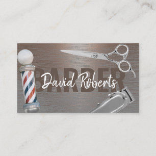 Barber Barbershop Hair Clipper & Scissor Copper Business Card