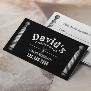 Barber Barbershop Hair Stylist Black Appointment Card