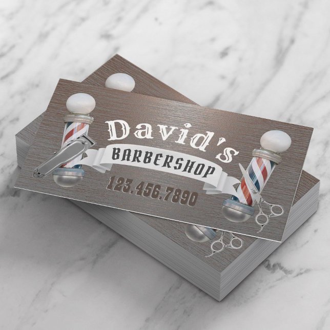 Barber Barbershop Hair Stylist Cool Brushed Metal Business Card (Creator Uploaded)
