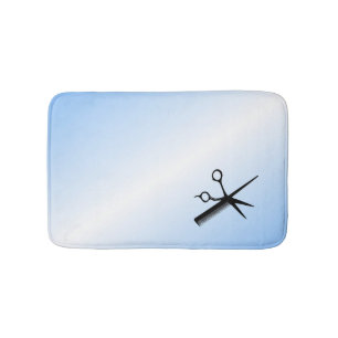 Barber Beautician Design Blue Bath Mat