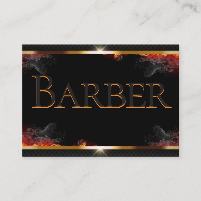 Barber Black, Grey, Gold Business Card (Front)