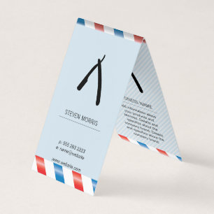 Barber Blade Barber Poles Baby Blue Business Card
