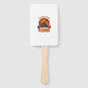 Barber Broom Broke Halloween Pumpkin Clipper Haunt Hand Fan