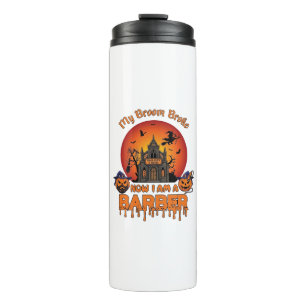 Barber Broom Broke Halloween Pumpkin Clipper Haunt Thermal Tumbler
