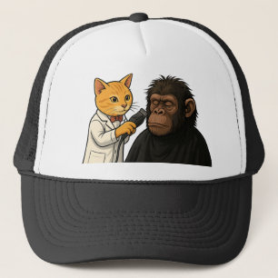 Barber Cat & Chill Gorilla Sticker Trucker Hat
