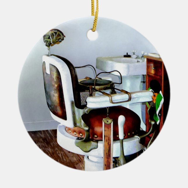 Barber Chair Ceramic Ornament (Front)