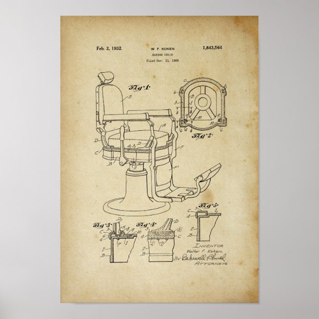 Barber Chair Patent Print Barber Shop Decor Poster (Front)