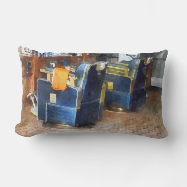 Barber Chair With Orange Barber Cape Lumbar Cushion (Front)