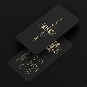 Barber Classic Gold Pole Barbershop Black Loyalty Business Card
