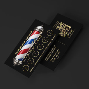 Barber Classic Pole Barbershop Loyalty Rewards  Business Card