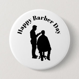 Barber Day Button - Barber Silhouette