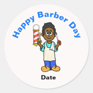 Barber Day Sticker with Black Barber