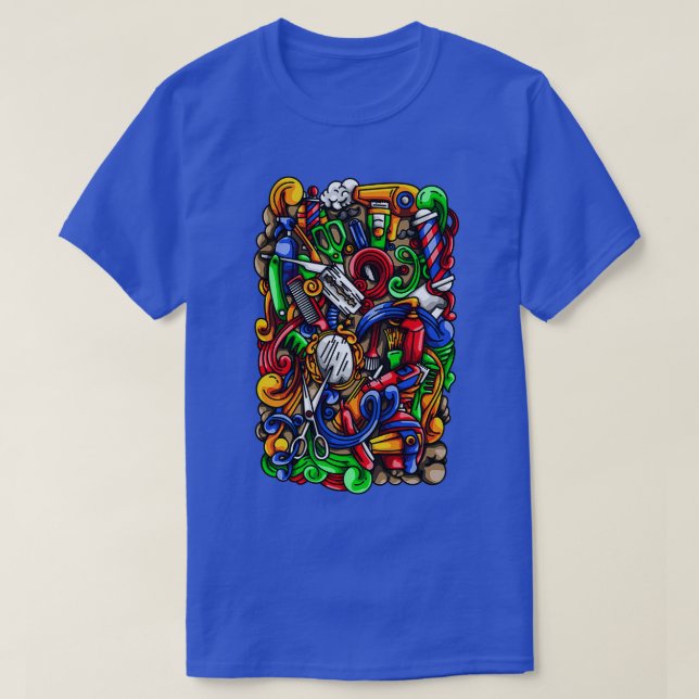 Barber Doodle Illustration T-Shirt (Design Front)