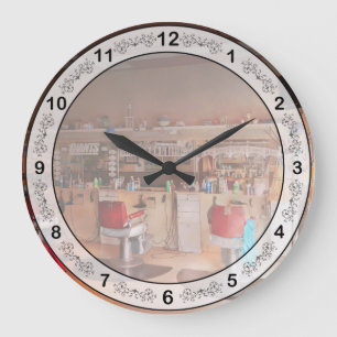 Barber - Eddie's barbershop Large Clock