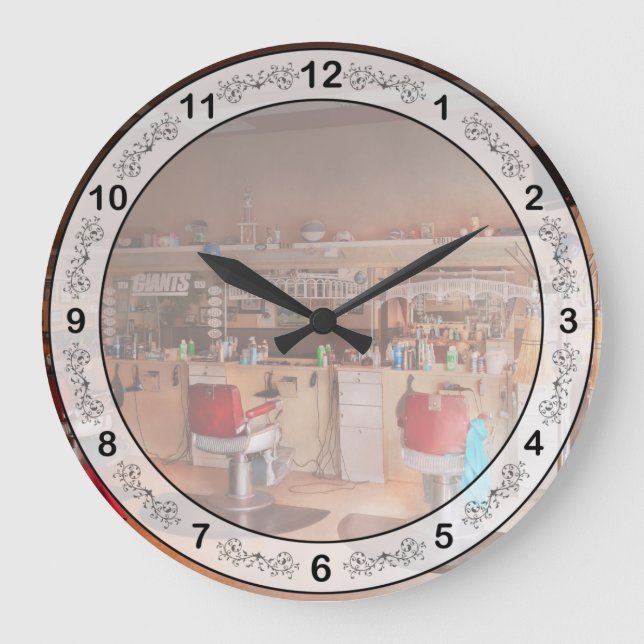 Barber - Eddie's barbershop Large Clock (Front)