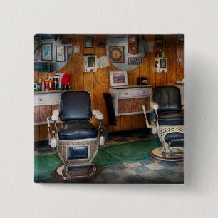 Barber - Frenchtown, NJ - Two old barber chairs 15 Cm Square Badge