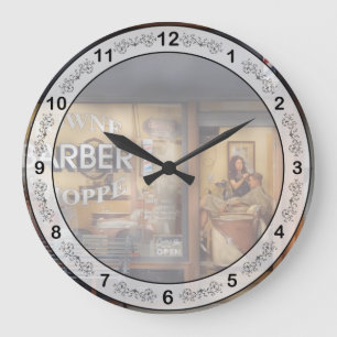 Barber - Getting  a hair cut Large Clock