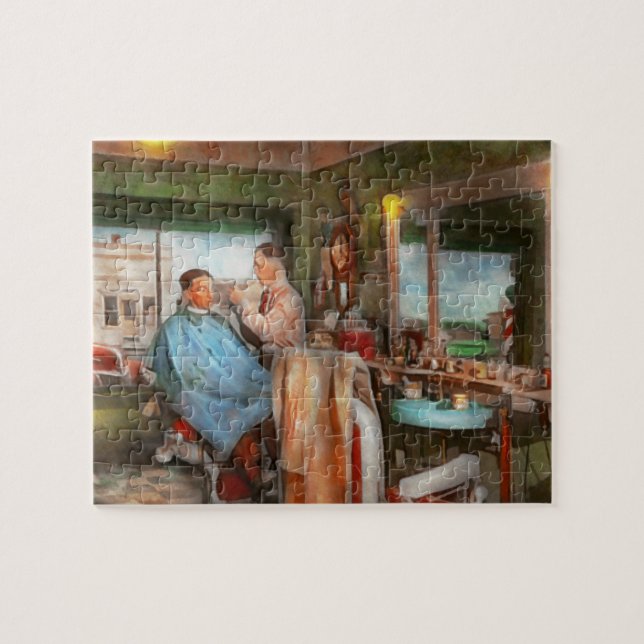 Barber - Getting a trim 1942 Jigsaw Puzzle (Horizontal)