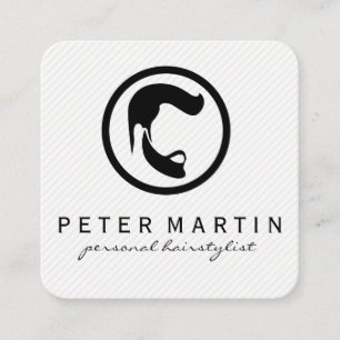 Barber Hair Cut Logo Square Business Card