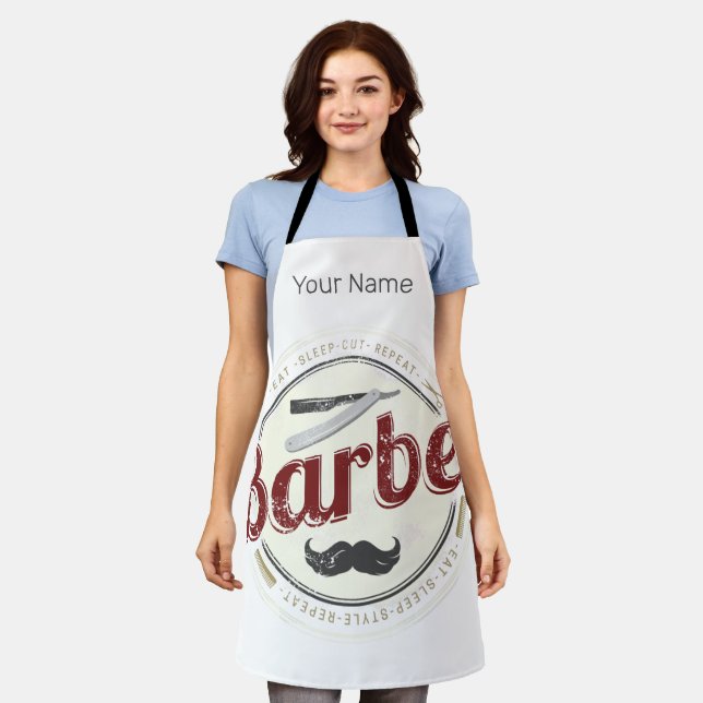 Barber Hair Hustler Hairdresser Retro Hairstylist Apron (Worn)