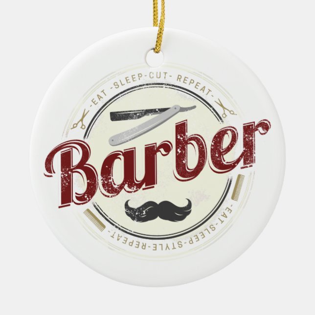 Barber Hair Hustler Hairdresser Retro Hairstylist Ceramic Ornament (Front)