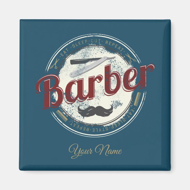 Barber Hair Hustler Hairdresser Retro Hairstylist Magnet (Front)