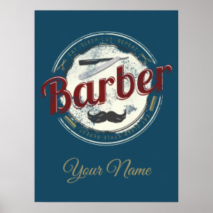 Barber Hair Hustler Hairdresser Retro Hairstylist Poster