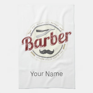 Barber Hair Hustler Hairdresser Retro Hairstylist Tea Towel