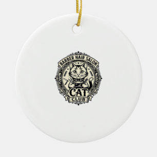 Barber Hair Salon Cat Funny Cat Graphic - Barber H Ceramic Ornament