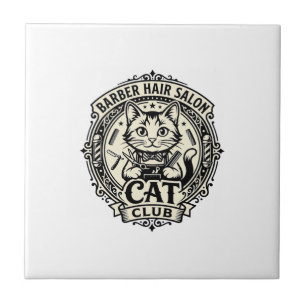 Barber Hair Salon Cat Funny Cat Graphic - Barber H Ceramic Tile
