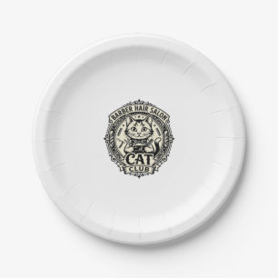 Barber Hair Salon Cat Funny Cat Graphic - Barber H Paper Plate