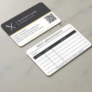 Barber Hair Salon Scissors Black Gold Appointment Business Card