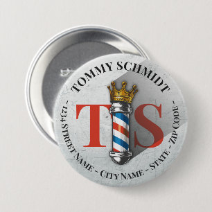 Barber Hair Shop King Crown Barber Pole Hair Salon 7.5 Cm Round Badge