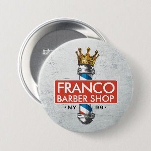 Barber Hair Shop King Crown Barber Pole Hair Salon 7.5 Cm Round Badge
